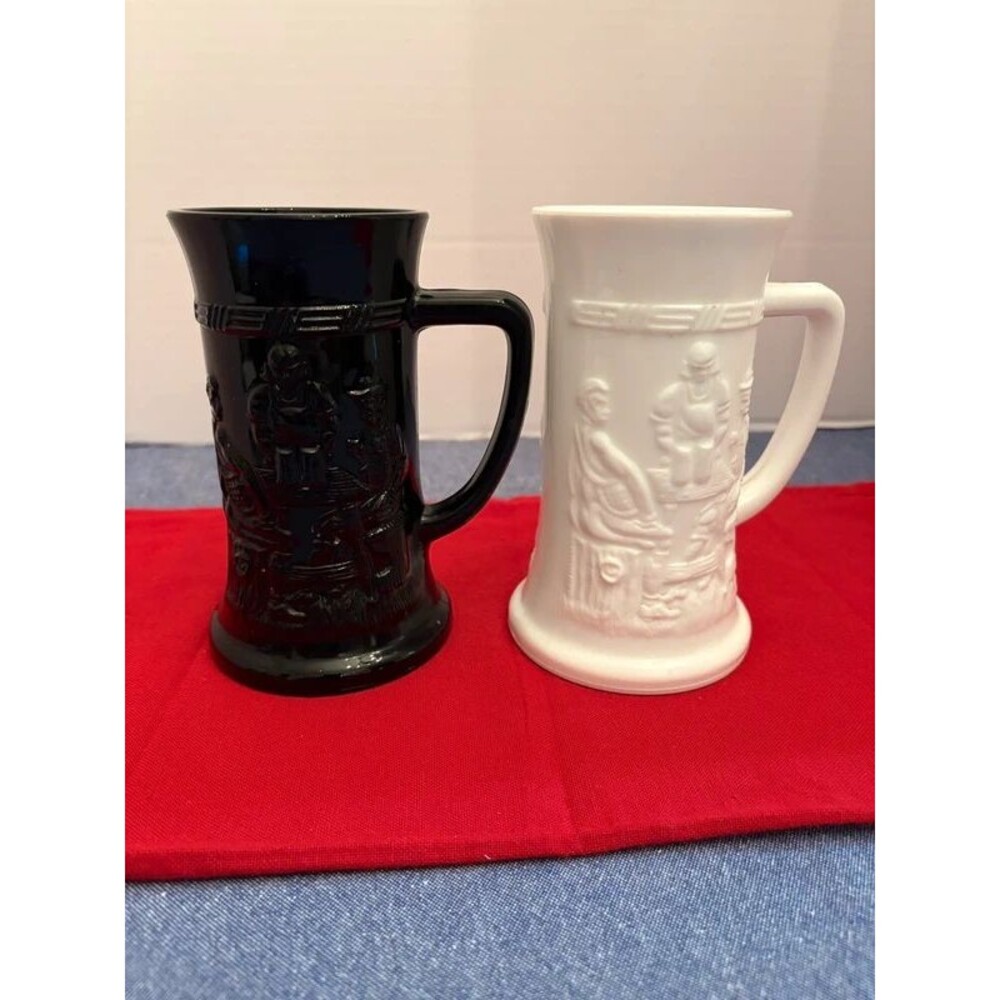 Pair of Vintage Indiana Glass Tiara Tavern/Pub Beer Stein Mugs